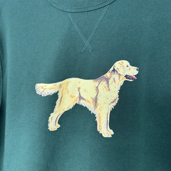 J Crew Sweatshirt Green Crewneck Golden Retriever Dog Graphic Medium - Picture 4 of 9